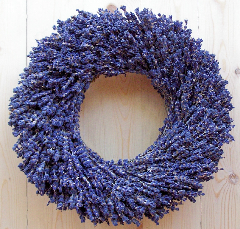 Dried lavender wreath by Lavender Fanatic.